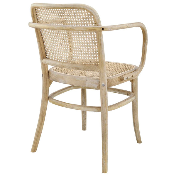 Modway Furniture Winona Wood Dining Chair - Vintage-Modern Elm & Rattan Accent, Ergonomic Design, Stylish Comfort EEI-4651-GRY