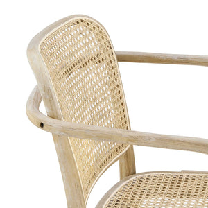 Modway Furniture Winona Wood Dining Chair - Vintage-Modern Elm & Rattan Accent, Ergonomic Design, Stylish Comfort EEI-4651-GRY