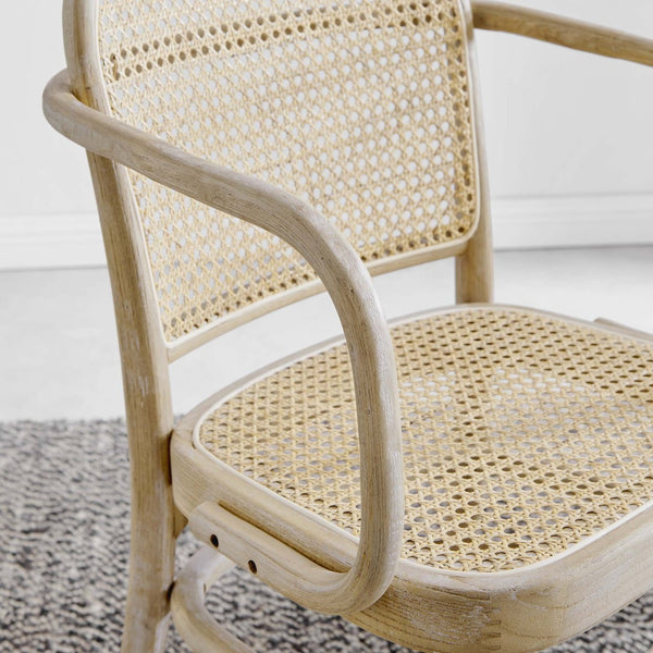 Modway Furniture Winona Wood Dining Chair - Vintage-Modern Elm & Rattan Accent, Ergonomic Design, Stylish Comfort EEI-4651-GRY