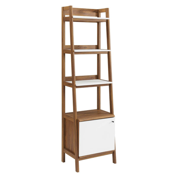 Modway Furniture Bixby 21" Tiered Bookshelf - Modern Storage Solution for Living Room, Bedroom & Home Office Decor Walnut White EEI-4655-WAL-WHI
