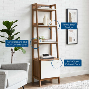 Modway Furniture Bixby 21" Tiered Bookshelf - Modern Storage Solution for Living Room, Bedroom & Home Office Decor Walnut White EEI-4655-WAL-WHI