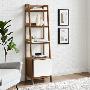 Modway Furniture Bixby 21" Tiered Bookshelf - Modern Storage Solution for Living Room, Bedroom & Home Office Decor Walnut White EEI-4655-WAL-WHI