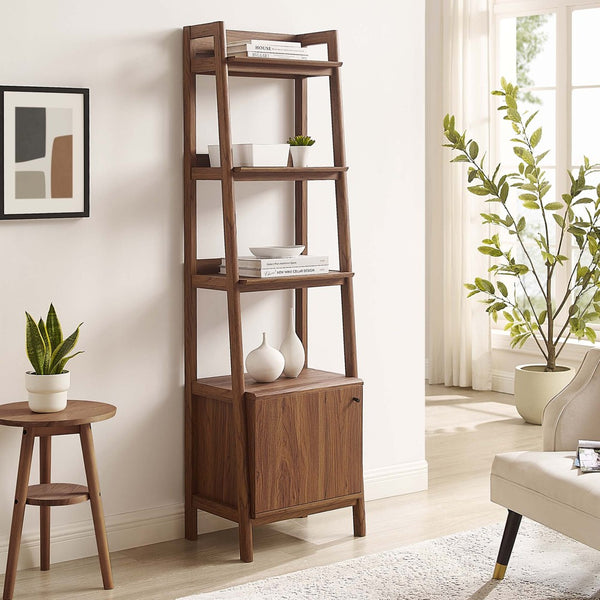 Modway Furniture Bixby 21" Tiered Bookshelf - Modern Storage Solution for Living Room, Bedroom & Home Office Decor Walnut EEI-4655-WAL