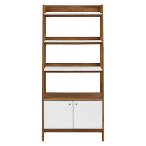 Modway Furniture Bixby 33" Modern Bookshelf - Stylish Storage Solution with Open Shelves and Concealed Compartment Walnut White EEI-4656-WAL-WHI