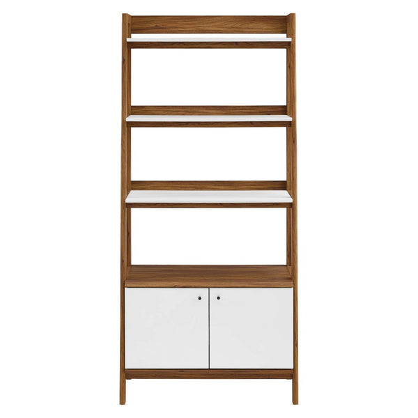 Modway Furniture Bixby 33" Modern Bookshelf - Stylish Storage Solution with Open Shelves and Concealed Compartment Walnut White EEI-4656-WAL-WHI