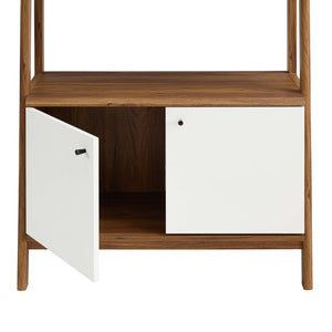 Modway Furniture Bixby 33" Modern Bookshelf - Stylish Storage Solution with Open Shelves and Concealed Compartment Walnut White EEI-4656-WAL-WHI