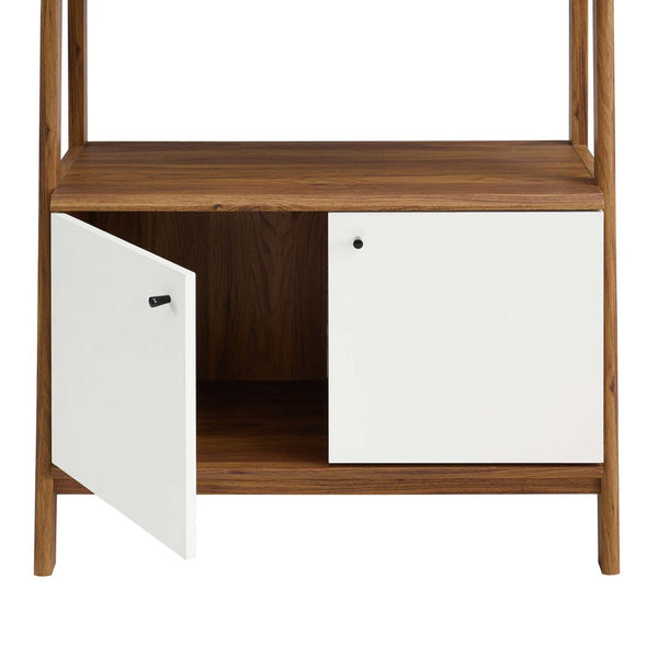 Modway Furniture Bixby 33" Modern Bookshelf - Stylish Storage Solution with Open Shelves and Concealed Compartment Walnut White EEI-4656-WAL-WHI