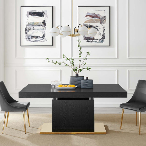 Modway Furniture Vector Expandable Dining Table – Modern Glamour Meets Practical Function for Stylish Gatherings Black Gold EEI-4660-BLK-GLD