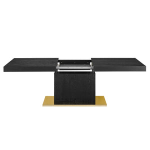 Modway Furniture Vector Expandable Dining Table – Modern Glamour Meets Practical Function for Stylish Gatherings Black Gold EEI-4660-BLK-GLD