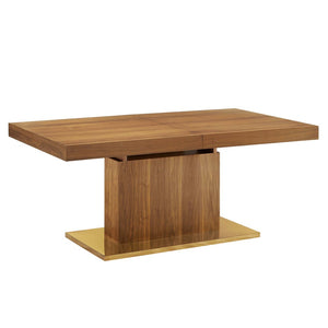 Modway Furniture Vector Expandable Dining Table – Modern Glamour Meets Practical Function for Stylish Gatherings Walnut Gold EEI-4660-WAL-GLD