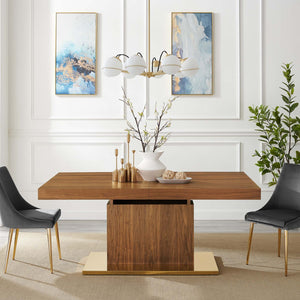 Modway Furniture Vector Expandable Dining Table – Modern Glamour Meets Practical Function for Stylish Gatherings Walnut Gold EEI-4660-WAL-GLD