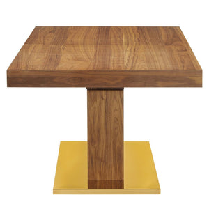 Modway Furniture Vector Expandable Dining Table – Modern Glamour Meets Practical Function for Stylish Gatherings Walnut Gold EEI-4660-WAL-GLD