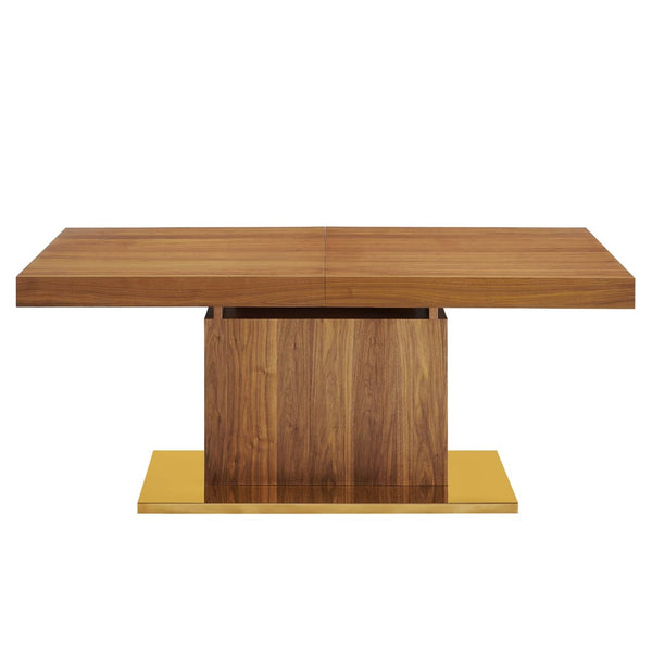 Modway Furniture Vector Expandable Dining Table – Modern Glamour Meets Practical Function for Stylish Gatherings Walnut Gold EEI-4660-WAL-GLD