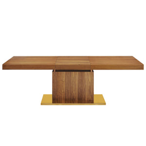 Modway Furniture Vector Expandable Dining Table – Modern Glamour Meets Practical Function for Stylish Gatherings Walnut Gold EEI-4660-WAL-GLD