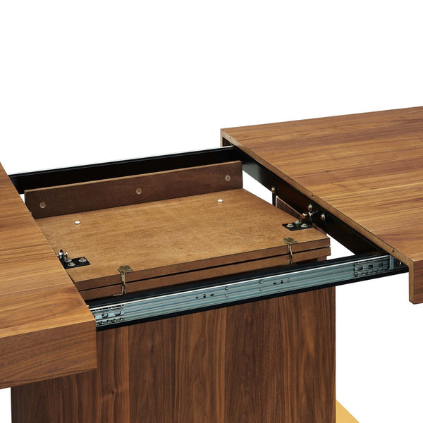 Modway Furniture Vector Expandable Dining Table – Modern Glamour Meets Practical Function for Stylish Gatherings Walnut Gold EEI-4660-WAL-GLD