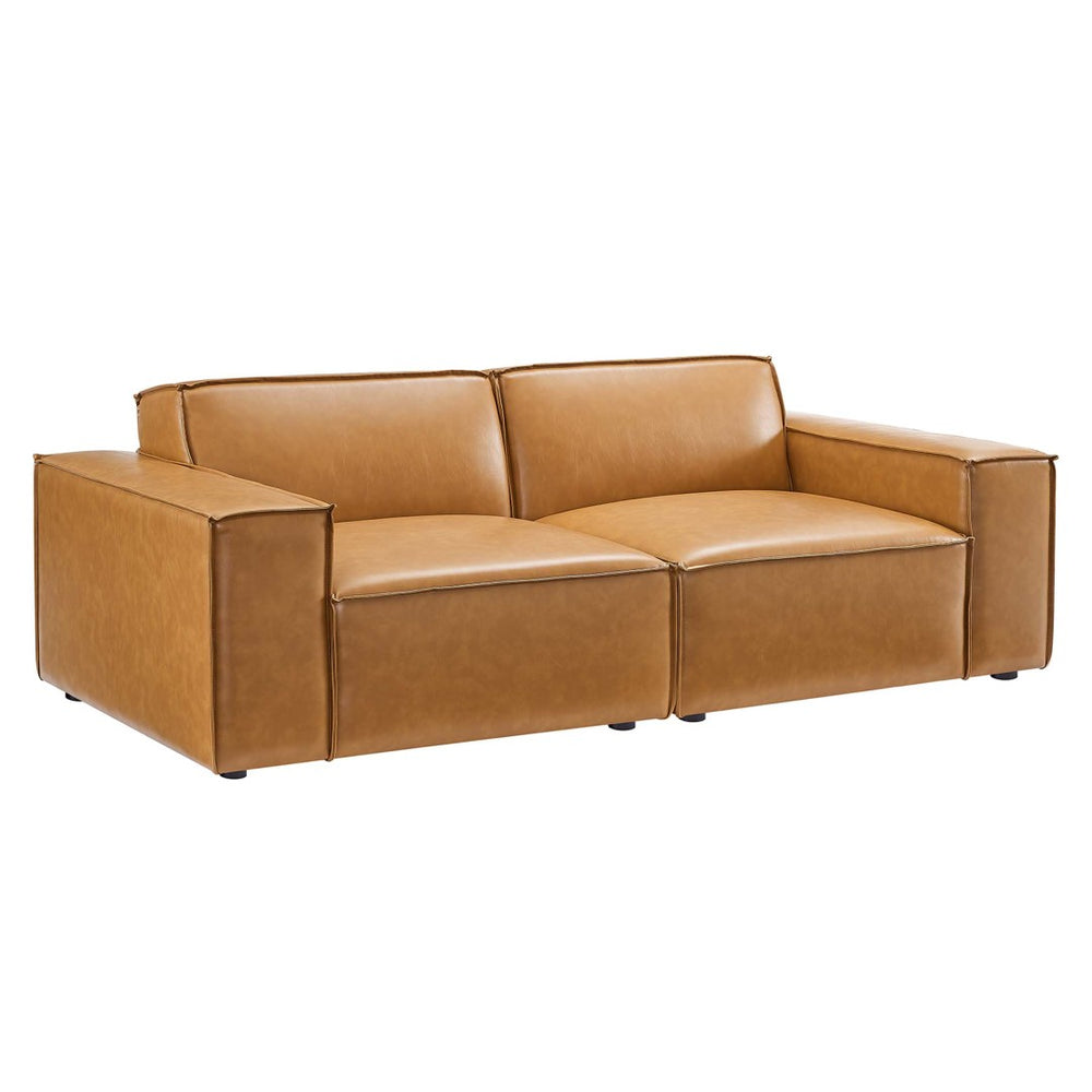 Modway Furniture Restore Vegan Leather Loveseat - Modular Two-Piece Sofa, Tan, Stylish, Durable & Comfortable Design EEI-4707-TAN