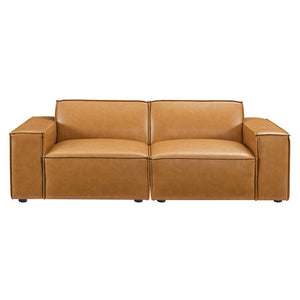 Modway Furniture Restore Vegan Leather Loveseat - Modular Two-Piece Sofa, Tan, Stylish, Durable & Comfortable Design EEI-4707-TAN