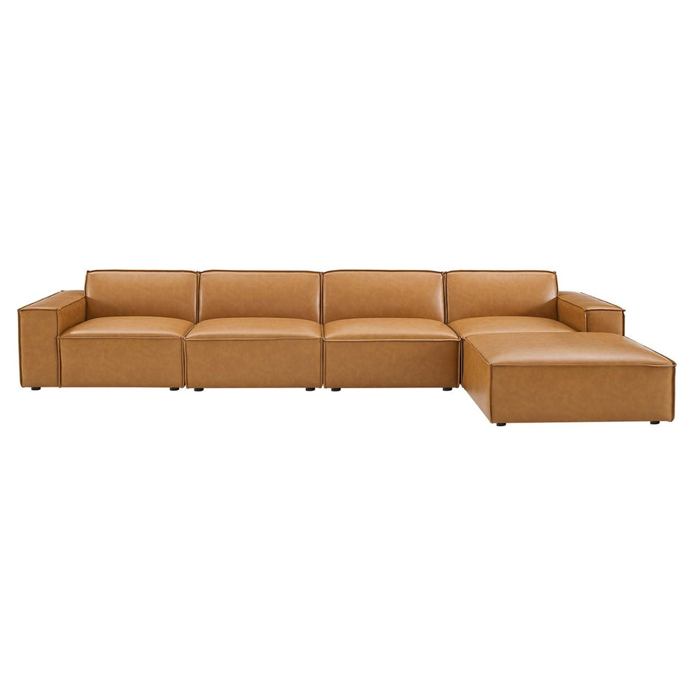 Modway Furniture Restore 5-Piece Modular Vegan Leather Sectional Sofa - Contemporary Comfort & Versatile Style EEI-4711-TAN