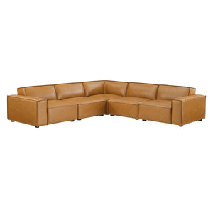 Modway Furniture Restore 5-Piece Modular Vegan Leather Sectional Sofa - Customizable Comfort for Modern Living Rooms EEI-4712-TAN