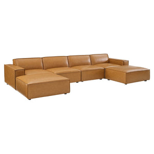Modway Furniture Restore 6-Piece Vegan Leather Sectional Sofa with Modular Design & Luxe Comfort for Modern Living EEI-4713-TAN