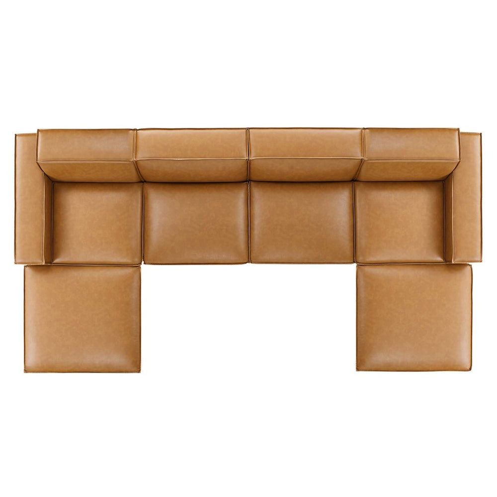 Modway Furniture Restore 6-Piece Vegan Leather Sectional Sofa with Modular Design & Luxe Comfort for Modern Living EEI-4713-TAN