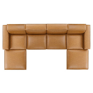 Modway Furniture Restore 6-Piece Vegan Leather Sectional Sofa with Modular Design & Luxe Comfort for Modern Living EEI-4713-TAN