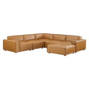 Modway Furniture Restore 6-Piece Modular Vegan Leather Sectional Sofa - Tan, Stylish Comfort for Modern Living Spaces EEI-4714-TAN