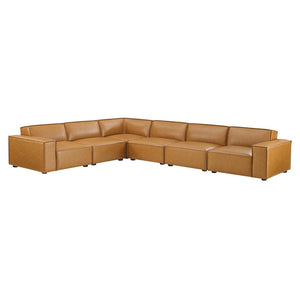 Modway Furniture Restore 6-Piece Vegan Leather Sectional Sofa - Modern, Customizable Comfort for Stylish Living Spaces EEI-4715-TAN