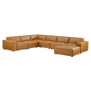 Modway Furniture Restore 7-Piece Modular Vegan Leather Sectional Sofa - Stylish Tan Comfort for Modern Living Rooms EEI-4716-TAN