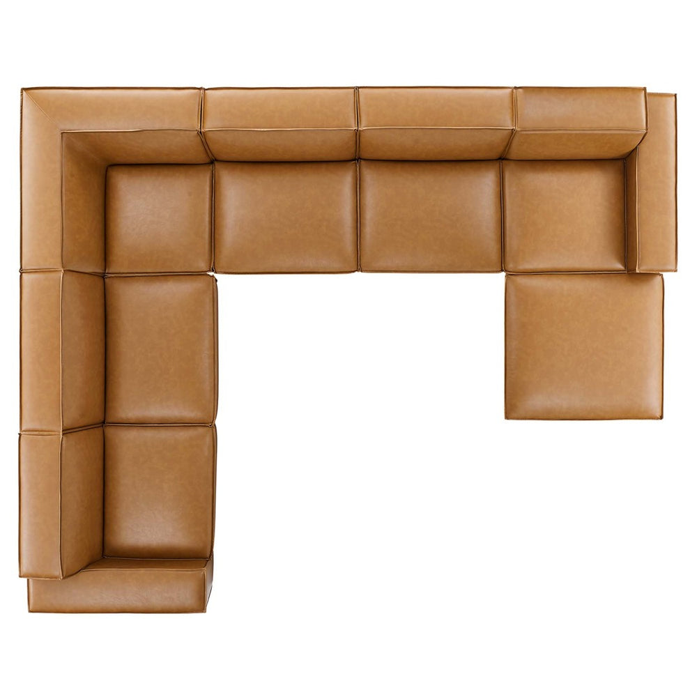 Modway Furniture Restore 7-Piece Modular Vegan Leather Sectional Sofa - Stylish Tan Comfort for Modern Living Rooms EEI-4716-TAN
