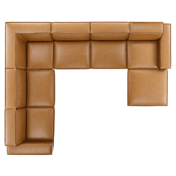 Modway Furniture Restore 7-Piece Modular Vegan Leather Sectional Sofa - Stylish Tan Comfort for Modern Living Rooms EEI-4716-TAN
