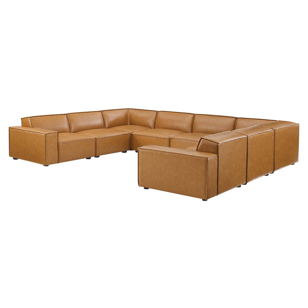 Modway Furniture Restore 8-Piece Modular Vegan Leather Sectional Sofa - Tan, Stylish Comfort for Modern Living Spaces EEI-4717-TAN