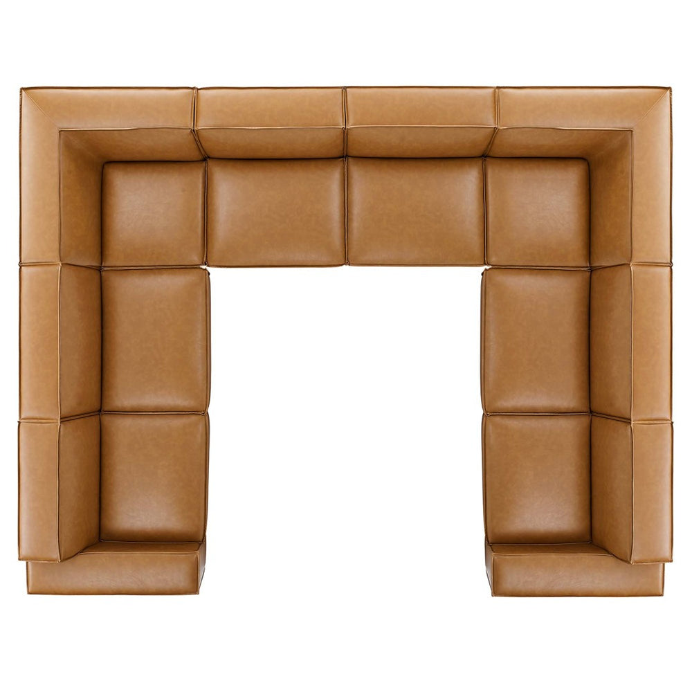Modway Furniture Restore 8-Piece Modular Vegan Leather Sectional Sofa - Tan, Stylish Comfort for Modern Living Spaces EEI-4717-TAN