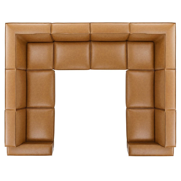 Modway Furniture Restore 8-Piece Modular Vegan Leather Sectional Sofa - Tan, Stylish Comfort for Modern Living Spaces EEI-4717-TAN