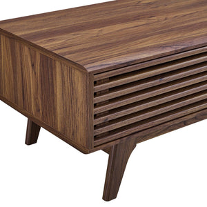 Modway Furniture Render Coffee Table - Mid-Century Modern Walnut Design with Sliding Storage & Open Shelf Display EEI-4724-WAL