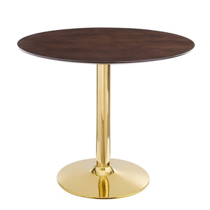 Modway Furniture Verne 35" Round Dining Table - Mid-Century Style with Polished Gold Base & Warm Wood Grain Finish EEI-4738-GLD-CHE