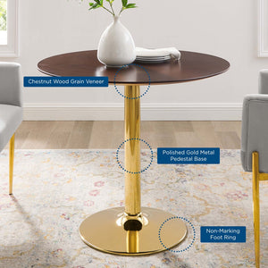 Modway Furniture Verne 35" Round Dining Table - Mid-Century Style with Polished Gold Base & Warm Wood Grain Finish EEI-4738-GLD-CHE