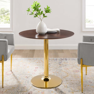 Modway Furniture Verne 35" Round Dining Table - Mid-Century Style with Polished Gold Base & Warm Wood Grain Finish EEI-4738-GLD-CHE