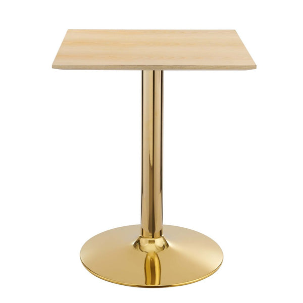 Modway Furniture Verne 24" Square Dining Table - Modern Mid-Century Design with Gold Metal Base for Small Spaces EEI-4741-GLD-NAT