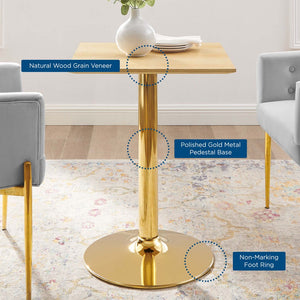 Modway Furniture Verne 24" Square Dining Table - Modern Mid-Century Design with Gold Metal Base for Small Spaces EEI-4741-GLD-NAT