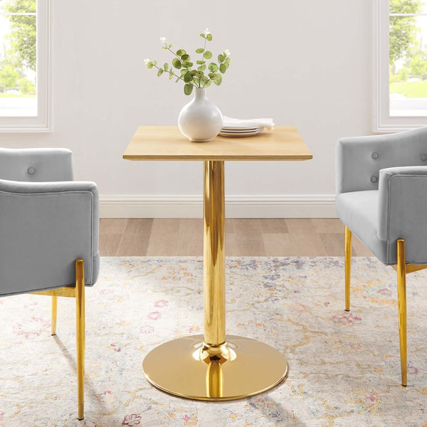 Modway Furniture Verne 24" Square Dining Table - Modern Mid-Century Design with Gold Metal Base for Small Spaces EEI-4741-GLD-NAT