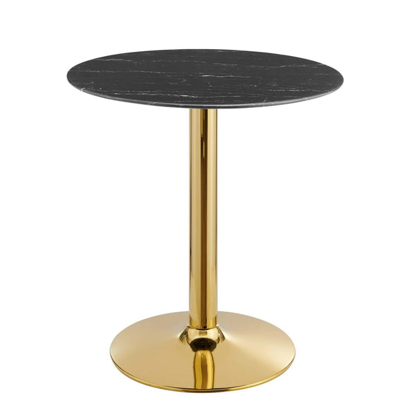 Modway Furniture Verne 28" Artificial Marble Dining Table - Elegant Gold Base, Scratch-Resistant Surface, Mid-Century Style EEI-4746-GLD-BLK