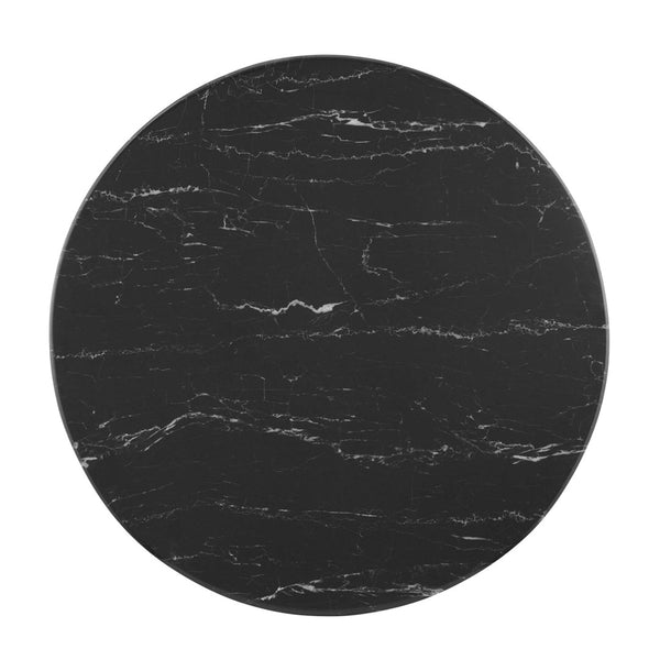 Modway Furniture Verne 28" Artificial Marble Dining Table - Elegant Gold Base, Scratch-Resistant Surface, Mid-Century Style EEI-4746-GLD-BLK