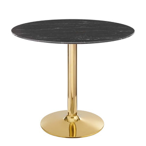 Modway Furniture Verne 35" Artificial Marble Dining Table - Modern Gold Pedestal for Elegant Dining & Entertaining EEI-4747-GLD-BLK