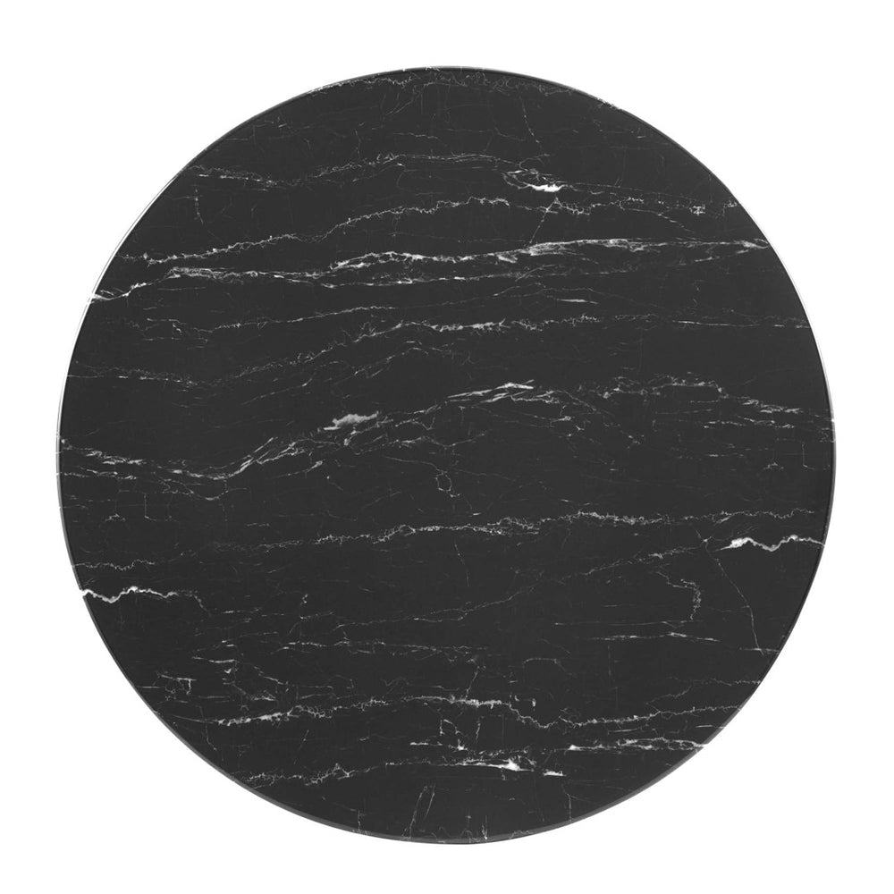 Modway Furniture Verne 35" Artificial Marble Dining Table - Modern Gold Pedestal for Elegant Dining & Entertaining EEI-4747-GLD-BLK