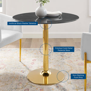 Modway Furniture Verne 35" Artificial Marble Dining Table - Modern Gold Pedestal for Elegant Dining & Entertaining EEI-4747-GLD-BLK