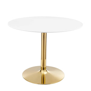 Modway Furniture Verne 40" Round Dining Table - Elegant Gold Pedestal Base & White Top for Modern Dining Spaces EEI-4748-GLD-WHI