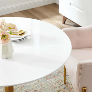 Modway Furniture Verne 40" Round Dining Table - Elegant Gold Pedestal Base & White Top for Modern Dining Spaces EEI-4748-GLD-WHI