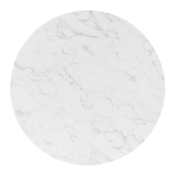 Modway Furniture Verne 40" Artificial Marble Dining Table - Sculptural Gold Base, Mid-Century Modern Elegance EEI-4749-GLD-WHI