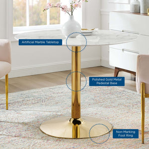 Modway Furniture Verne 40" Artificial Marble Dining Table - Sculptural Gold Base, Mid-Century Modern Elegance EEI-4749-GLD-WHI